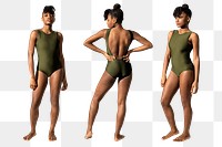 Woman in swimsuit png mockup one-piece summer apparel set