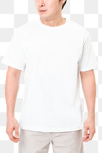 Png man mockup in white t-shirt transparent background