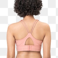 Png sports bra mockup in black work out activewear fashion