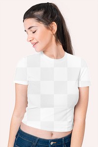 Png women’s crop top transparent mockup apparel studio shoot