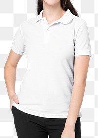Png polo shirt mockup in white women&rsquo;s casual business wear