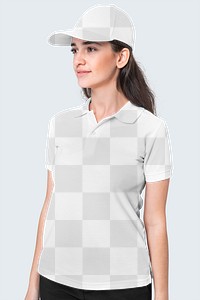 Png polo shirt transparent mockup women&rsquo;s fashion studio shoot