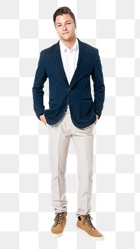 Man png mockup in navy suit formal wear fashion full body