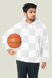 Png hoodie transparent mockup sports player apparel studio shoot