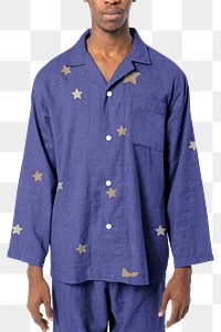 Png man mockup blue pajamas nightwear apparel shoot