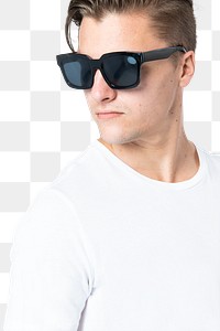 Png handsome man mockup with black sunglasses