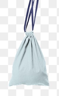 Png blue drawstring bag mockup accessory studio shoot