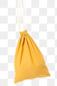 Png yellow drawstring bag mockup accessory studio shoot