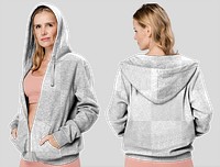 Png hoodie mockup transparent on woman with pink yoga outfit 