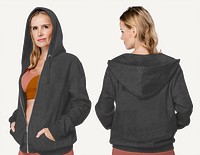 Png hoodie mockup transparent on woman with yoga outfit 