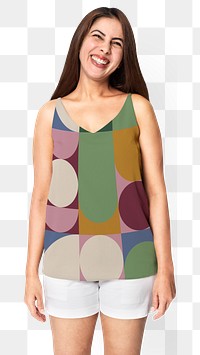 Png patterned tank top mockup on transparent background