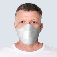 Png face mask mockup transparent on senior man