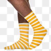 Png striped crew socks mockup on transparent background