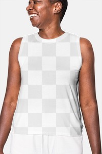 Png tank top mockup transparent on African American woman 