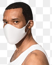 Png African American man mockup wearing mask on transparent background