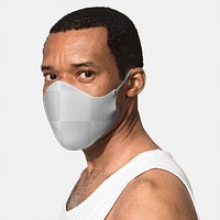 Png face mask mockup transparent on African American man