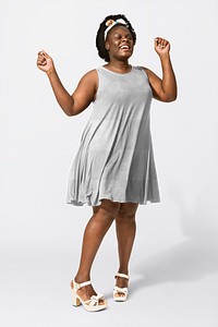 Png casual dress mockup transparent on African American woman