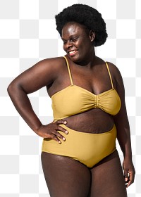 Png yellow bikini mockup on transparent background