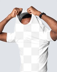 Png t-shirt mockup transparent on African American man 