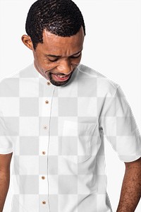 Png long-sleeve shirt mockup on African American man