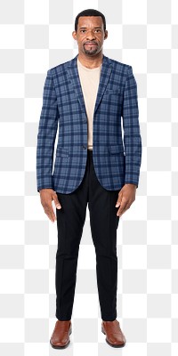 Png plaid blazer mockup on African American man 