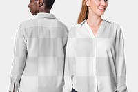 Png long-sleeve shirt mockup on diverse people for apparel ad