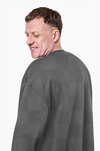 Png sweater mockup on senior man rear view