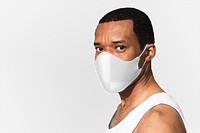 Png face mask mockup transparent on African American man