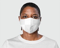 Png face mask mockup transparent on African American woman