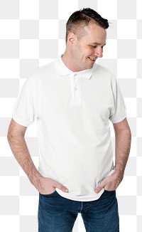 Png white polo shirt mockup transparent men&rsquo;s apparel front view