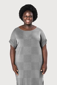 Png casual dress mockup transparent on African American woman closeup