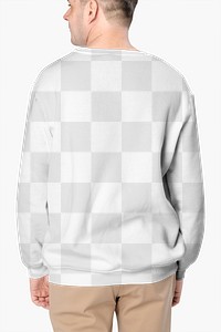 Png sweater mockup transparent on a man, rear view