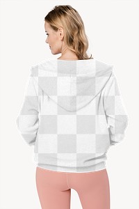 Png hoodie mockup transparent with pink yoga pants rear view