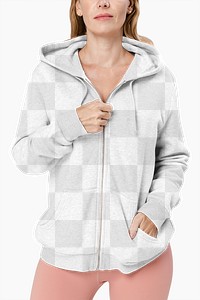 Png hoodie mockup transparent with pink yoga pants front view