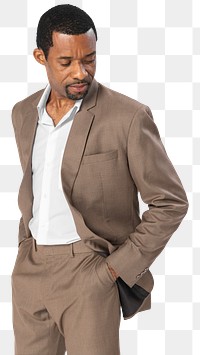 Png brown suit mockup on African American man 
