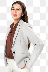 Png formal blazer mockup on Indian woman, front view