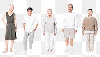 Png senior people mockup in minimal clothes casual fashion