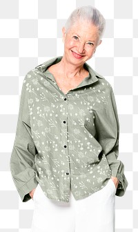 Floral shirt png mockup in green oversized apparel