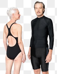 Png man and woman mockup in swimsuits senior summer apparel