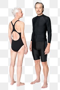 Png man and woman mockup in swimsuits senior summer apparel