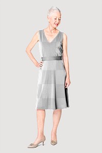 Midi dress png mockup transparent senior apparel full body