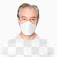 T-shirt png mockup transparent with man wearing a mask apparel shoot