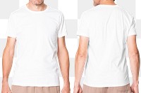 White t-shirt png mockup men’s casual apparel on transparent background