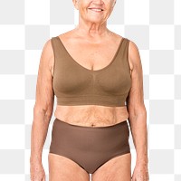 Brown lingerie png mockup on size inclusive model, women&rsquo;s apparel