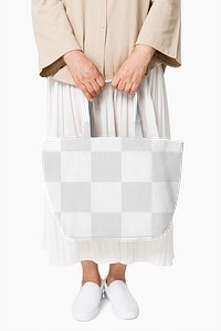 Canvas tote bag png mockup transparent casual apparel close up