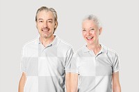 Polo shirt png mockup transparent casual apparel on senior couple