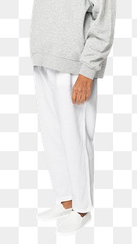 Jogger pants png mockup in white unisex casual apparel