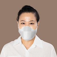 Face mask png mockup on senior model in new normal