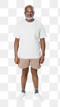 Senior man png mockup in summer apparel full body
