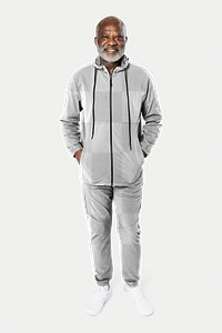 Jacket png transparent mockup and sweatpants men’s casual apparel full body